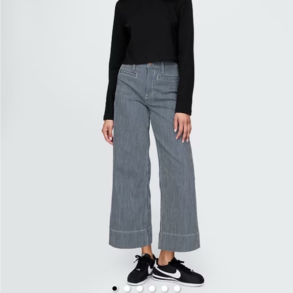 GAP Denim - GAP High Rise Stride Wide-Leg Ankle Jeans - Railroad Stripe